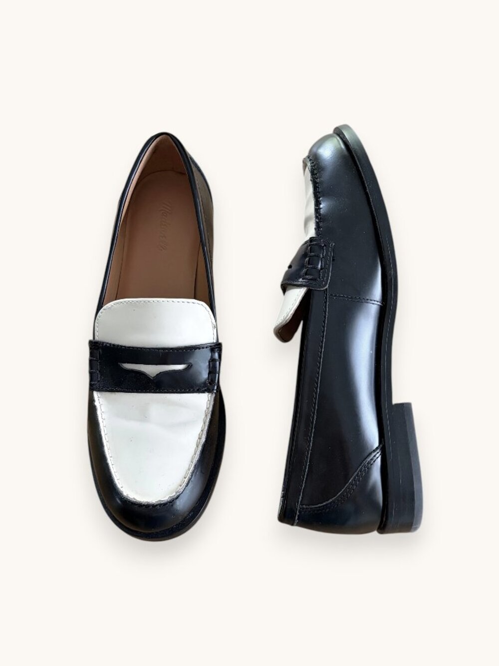 Madewell The Grayson Penny Loafer, Black and White, Size 8